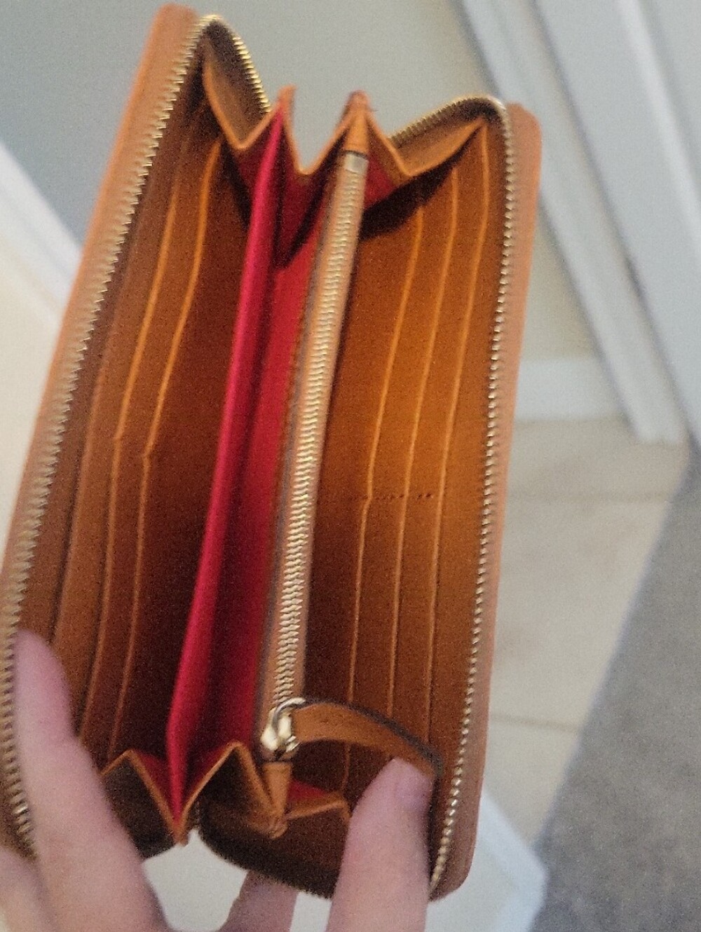 Dooney & Bourke Full size Saffiano Zip-Around Wallet - Cognac - Picture 7 of 8